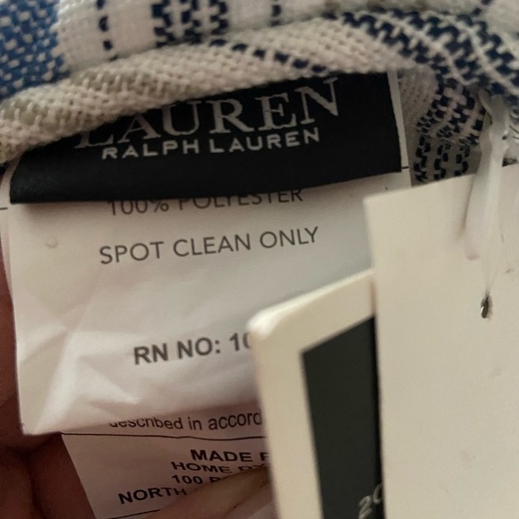 Ralph Lauren Weather Resistant pillow case 20x20 NWT blue/white stripes - Picture 3 of 4